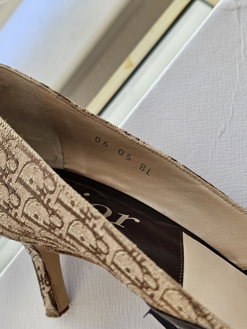 Dior Brown Monogram Leather Accent Womens Pumps - Picture 2 of 7